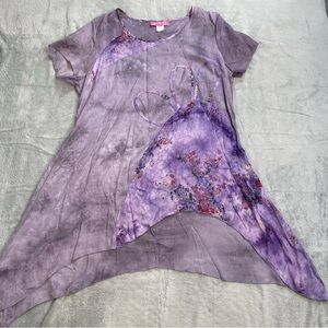Crazy Fish Dress Beach Coverup XL Hawaii Sheer Purple Floral